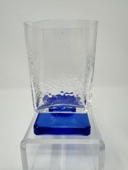 6 Vtg DiSaronno Cobalt Blue Square Textured Italian Pedestal Glass Liquer Juice