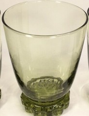 TWO Avocado Green Libbey Ruffled Base Daisy Footed 4.5″Tall Drinking Glasses