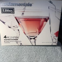 Libbey Z-Stem Martini Cocktail Glasses Set of 4 9.25oz 274ml Twisted Stem New