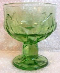 MID CENTURY TIFFIN CABARET Glass GREEN Goblet Champagne/Tall Sherbet