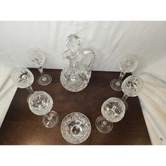 Vintage Nachtmann Traube Crystal 6 Cordials Holy Communion Set Cut Glass Cruet