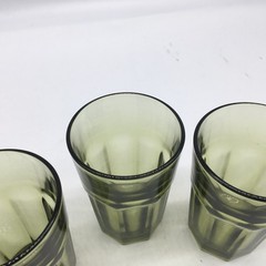 Libbey Gibraltar 14 oz Flat Tumbler Glass 5″ Olive Green Lot Of 3 Drinkware VTG