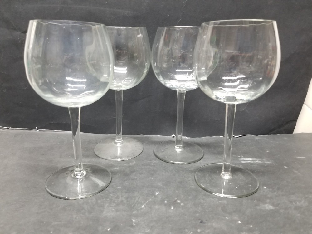 3 JOY JOLT LAYLA CRYSTAL CLEAR BEVELED OPTIC WINE WATER GLASSES STEMWARE 7 3/8″