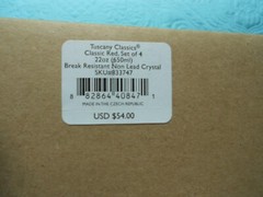 Lenox Tuscany Classics Classic Red Set Of 4-22oz Break Resistant NIB retail $ 54
