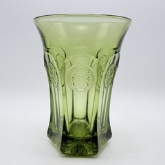 Fostoria Olive Green Coin Glass 1887 #1372 Tumbler 5.5” Tall Vintage
