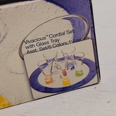 Dansk Vivacious Cordial Shot Glass 1.5oz Set 6 Various Multi Colored & Tray New
