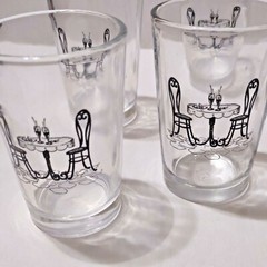 6 Vintage Small Glasses Bistro Table And Chairs Paris Style Pattern
