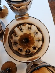 Vintage Noritake Provincial Smokey Brown Iced Tea Wine Goblets 6 3/8in Set Of 8