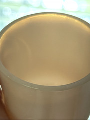 VINTAGE PINK MILK GLASS CUP GOES TO OPALESCENT AT RIM MADE IN USA