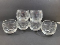 Set of 6 Roly Poly Cordial Liqueur Glasses Etched Wheat Pattern Barware 4 oz.