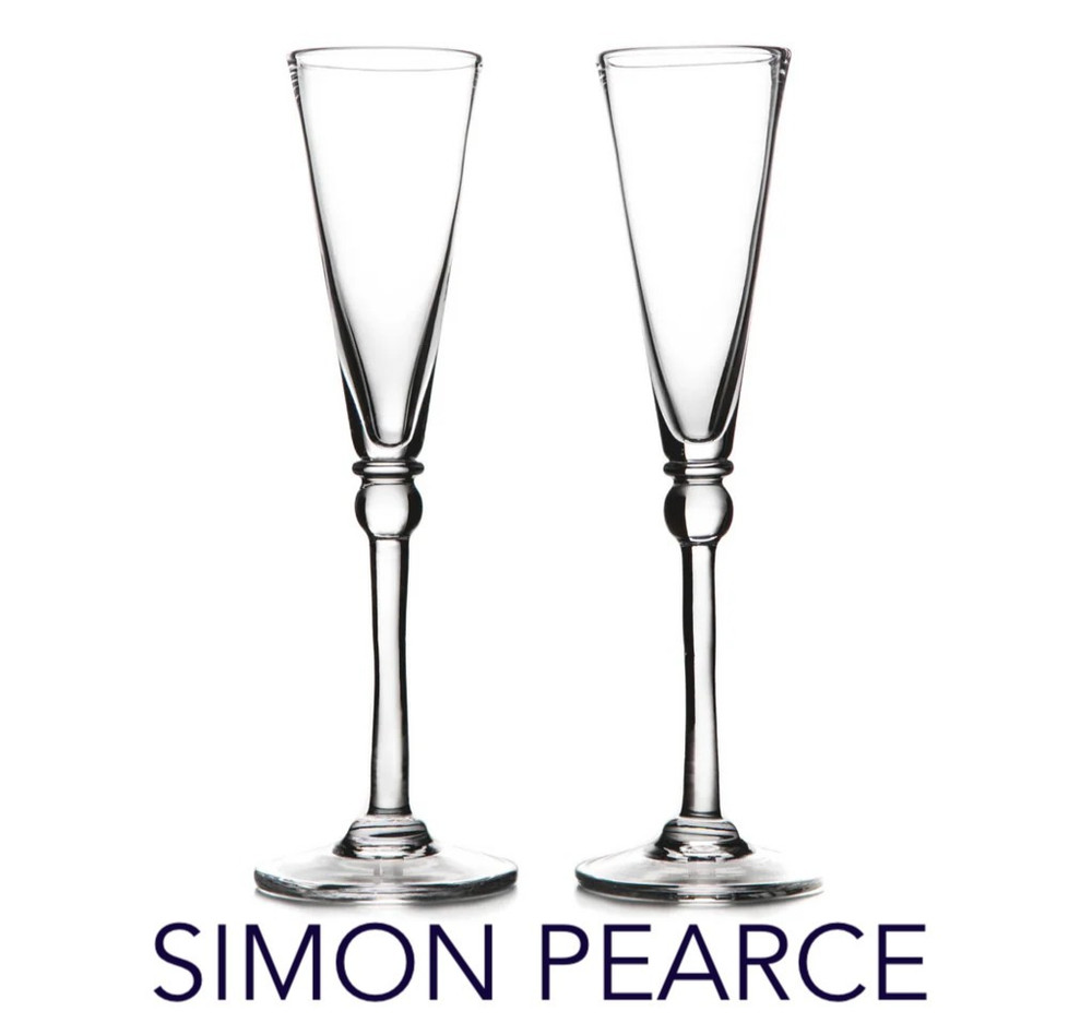 Simon Pearce Glass – Hartland Champagne Flute, Set of 2 – 11.5″ – NIB – Glasses