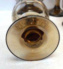 2 Vintage Libbey Tawny Brown Prado Raised Scroll Design Wine or Water Glasses