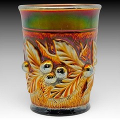 Northwood Acorn Burr Black Amethyst Carnival Glass Tumbler Antique 4 Inch