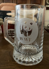 Calling all Panda Lovers! Heavy (2lb) beer mug. Etched, WWF/PANDA CLOSE-OUT