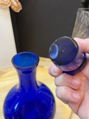 Vintage Hortensja Poland Cobalt Blue Blown Glass Decanter – 11″