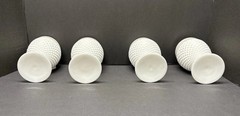 Retro Milk Glass English Hobnail Goblets 5 1/8 inches Set of 4