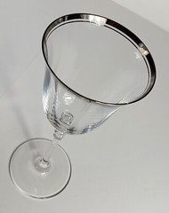 Set Of 5 Mikasa Sonata Platinum Rim Crystal Wine Goblets Glasses