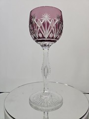 Wine Hock Glass goblet Amethyst Purple cut to clear Crystal Saint St Louis c1910