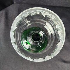 French Luminarc Emerald Green Beehive Stem Grape Etched VCA Wine Glass, Set Of 2