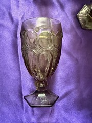 Vintage Fostoria Moonstone Water Iced Tea Goblets Taupe Brown Stemmed Glassware