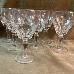 1950s Stuart crystal glass England Dorsett cut pattern Water Goblet Lot Of 8 Pcs