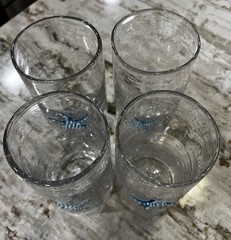 Set Of 4 HandBlown Bullicante Glass Highball Tumblers 6” Applied Starfish Disc