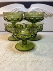 Vintage Set Of 5 Color Crown Green by COLONY Champagne/Tall Sherbet Glasses