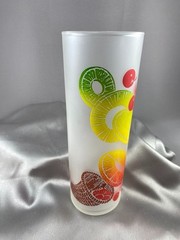 Vintage Federal Glass Frosted Fruit Highball Glasses Set of 4 Lemonade Tumblers