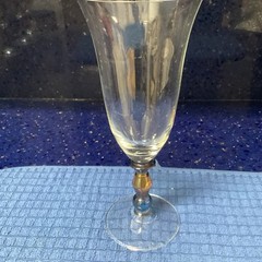 SET OF FOUR (4) MIKASA ESTATE CLEAR AMBER CRYSTAL ICE TEA GLASSES 9” X 3 3/4”