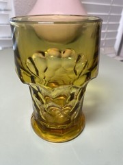 Vintage Anchor Hocking Glasses Amber Georgian Honeycomb 5 1/2” Tumblers Set of 2