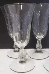 ROCK SHARPE Dartelle Juice Glass Set of 7 #3007 Stem Floral Cut 6″ Tall