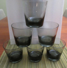 Set of 6 Libbey Classic Smoke Gray Low Ball Barware Glasses Tumblers Set #2