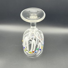 RARE James Moody Signed Handmade Hand Blown Colorful Art Glass Tumbler Goblet 7”