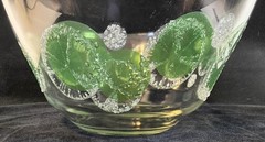 MCM Fred Press Sugared Lime Clear Glass 10″ Bowl RARE!!! Signed *See Details*