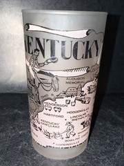 Vintage Kentucky Glass Souvenir Map travel frosted 5″ Tumbler