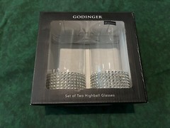 NEW – 2 (TWO) Godinger Crystal Shannon Collection Highball Glasses w/Rhinestones