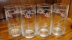 Set (4) Corelle Breakfast Rose Pattern 14oz. Drink Glasses 5.8″ Barware O17/O18
