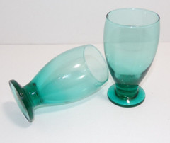 Vintage Libbey Juniper Teal Footed Glasses set of 2
