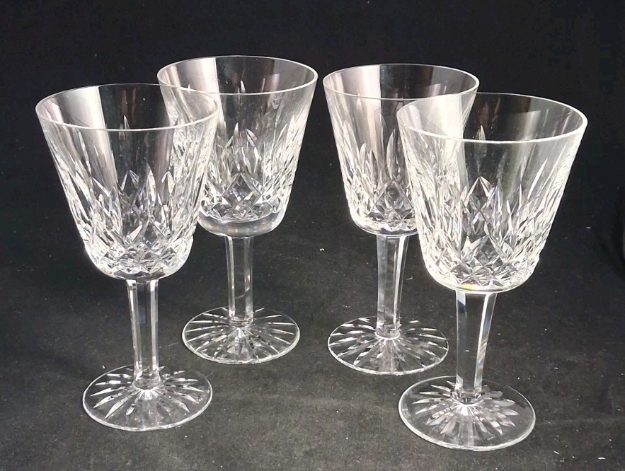 4-Waterford Crystal Claret Wine Glasses Lismore Pattern 5.75”