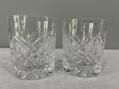 Set Of 2 Atlantis Crystal Double Old Fashioned Whiskey Glasses