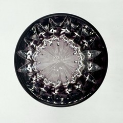Ajka Purple Cut To Clear Crystal Whiskey Lowball Glass Bohemian Hungary