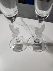 Gorham Amore Dove Crystal Champagne Flute Set of 2 Wedding Love Birds Doves