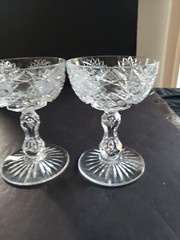 4 champagne glasses sherbet, Brilliant Period Cut Crystal Val St Lambert 3157/17
