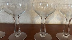 Set of 8 Vintage Tall Hollow Stem Champagne Coupe Glasses