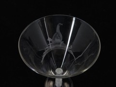 Beautiful Antique Air Twist Stem & Etched Glass Stemware: 2 Wine Glasses 7 7/8″t