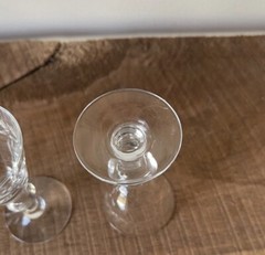 Vintage Wales Laurel By Bryce Polished Cut Wafer Stem Clear Glass Cordials