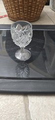 Clear Glass Goblet with Cut Pattern, Glossy Round Drinkware