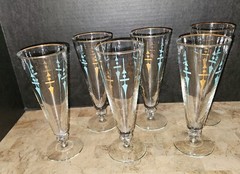 Vintage Libbey Staccato Pilsner Abstract Sward Beer Glasses Set Of 6