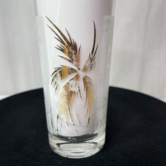 Libbey Frosted Gold Plam Trees Set of 3 Highball Iced Tea Glass Tumblers VTG