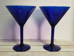 2 Cobalt Blue PIER 1 Martini Glasses/ELEGANT BARWARE 7″